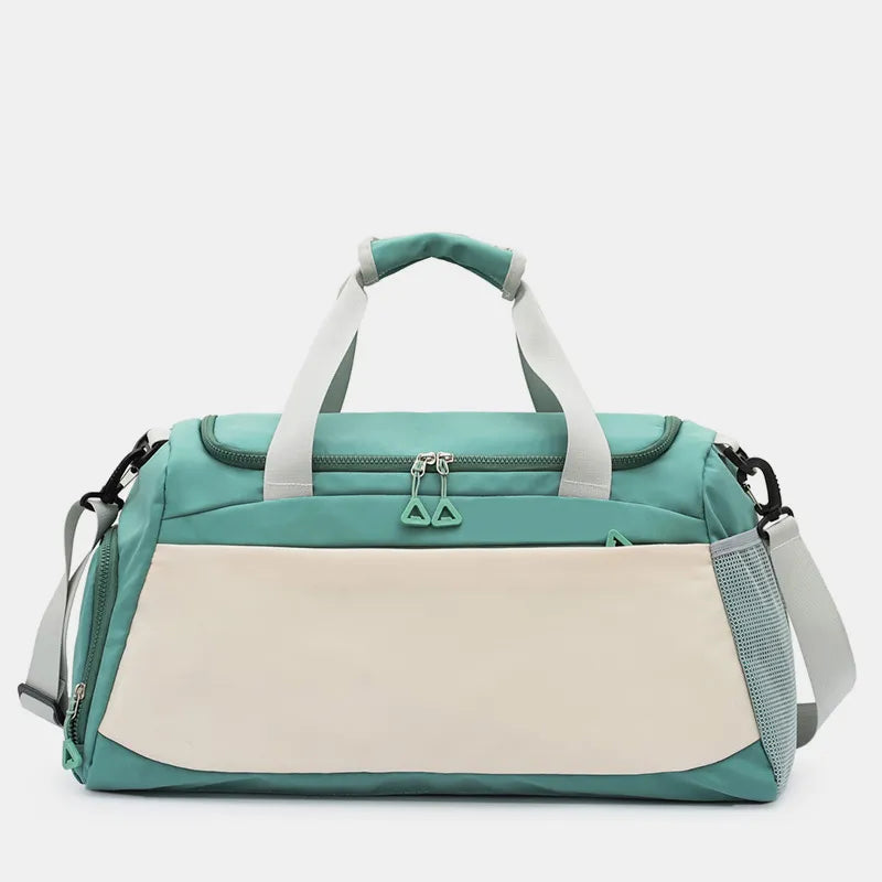 Oxford Cloth Multi Pockets Adjustable Strap Travel Bag Turquoise One Size - Fashorio
