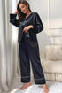 Contrast Piping Button-Up Top and Pants Pajama Set - Fashorio
