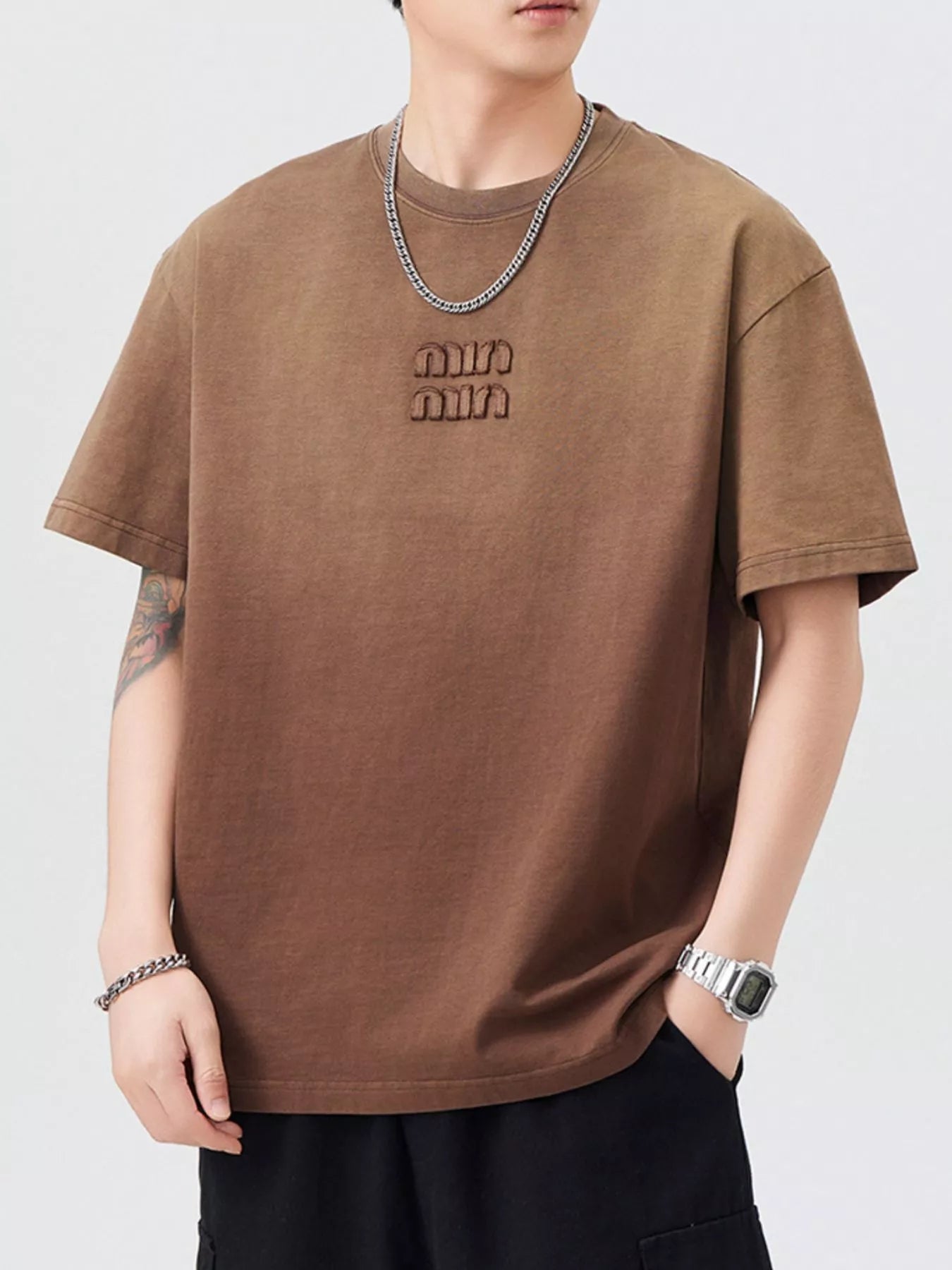 Men's Plus Size Round Neck Short Sleeve T-Shirt - Fashorio