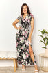Perfee Floral Flutter Sleeve Tie-Waist Split Dress - Fashorio