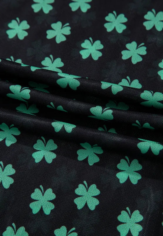 Lucky Clover Mock Neck Long Sleeve Bodysuit - Fashorio