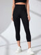High Waist Cropped Active Leggings Black - Fashorio
