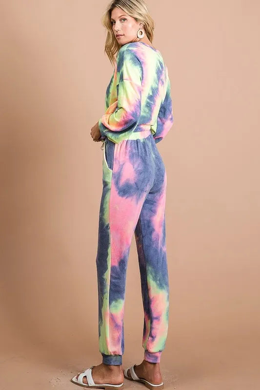 BiBi Tie Dye French Terry Casual Pants - Fashorio