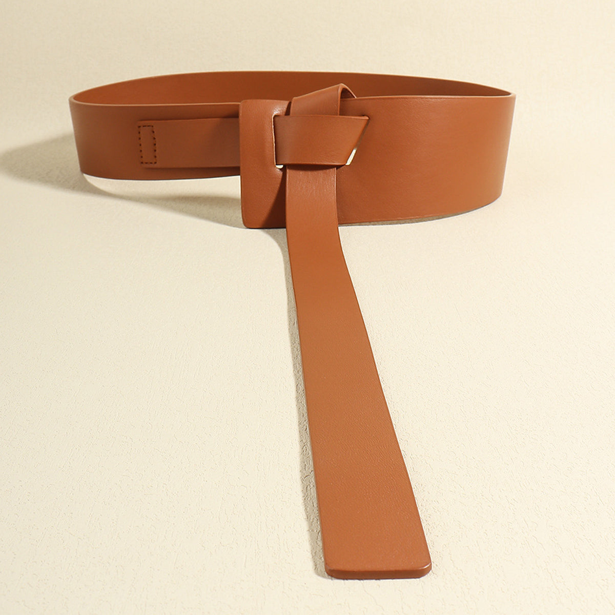 Knot Detail PU Belt Caramel One Size - Fashorio