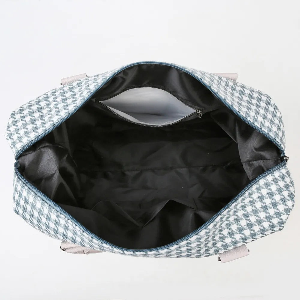 Houndstooth Canvas Travel Bag - Fashorio