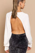POL Round Neck Backless Sweater with Ribbed Edge - Fashorio