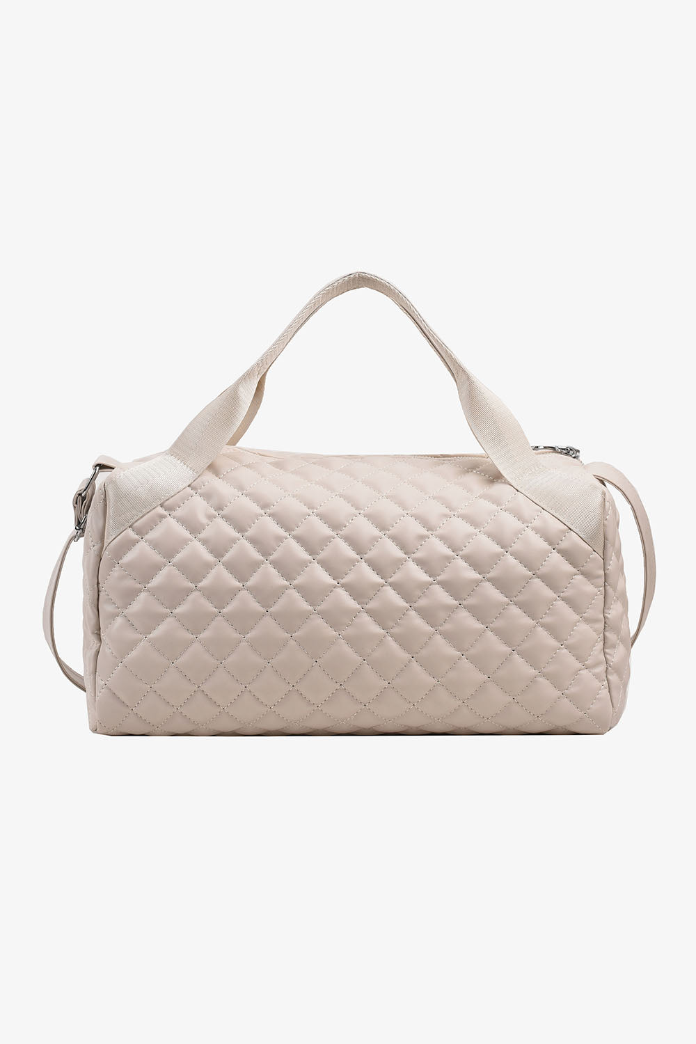 Large PU Leather Handbag Ivory One Size - Fashorio