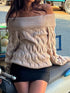 Cable Knit Off-Shoulder Sweater - Fashorio