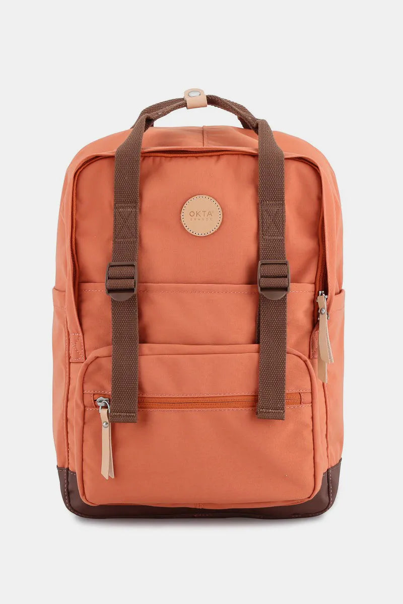 Himawari Waterproof Canvas Backpack Bag with Side Pockets Orange One Size - Fashorio