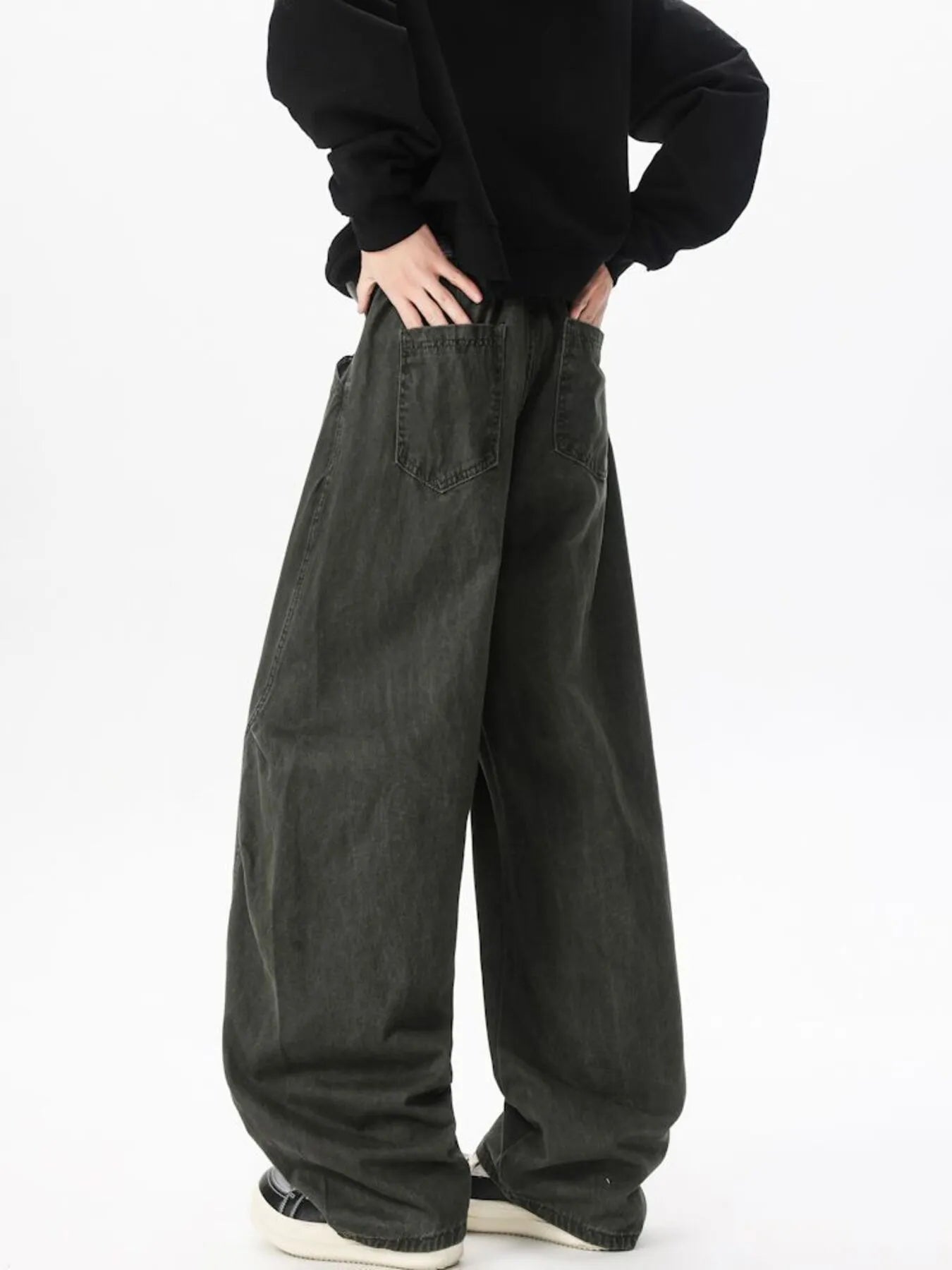 Men's Wide Leg Jeans Military Green - Fashorio