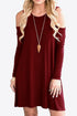 Cold-Shoulder Long Sleeve Mini Dress – Casual Round Neck Style Wine - Fashorio