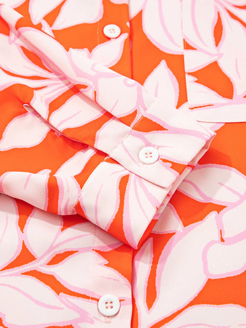 Botanical Print Single Chest Pocket Button Up Shirt - Fashorio