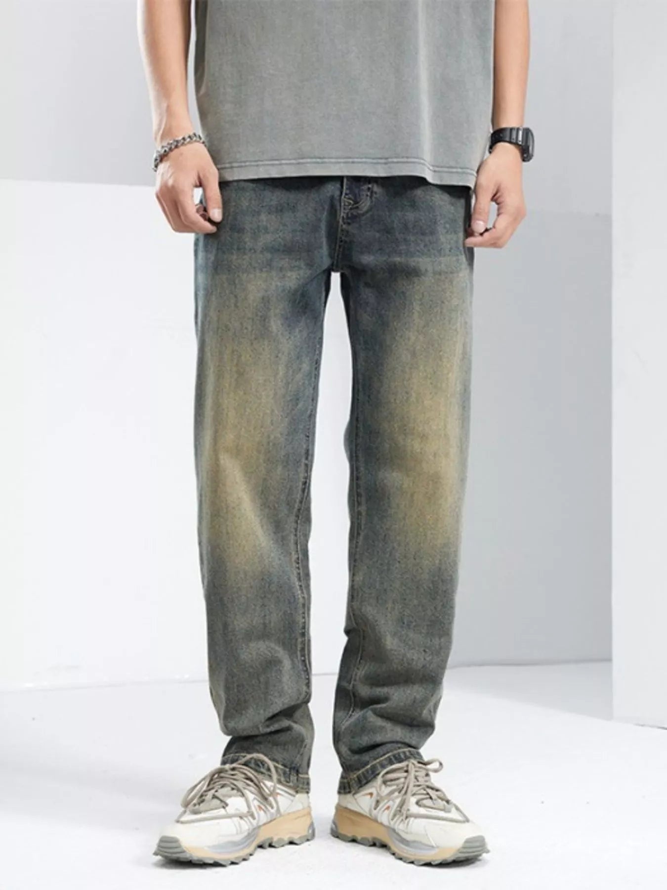 Men's Washed Loose Fit Jeans - Fashorio