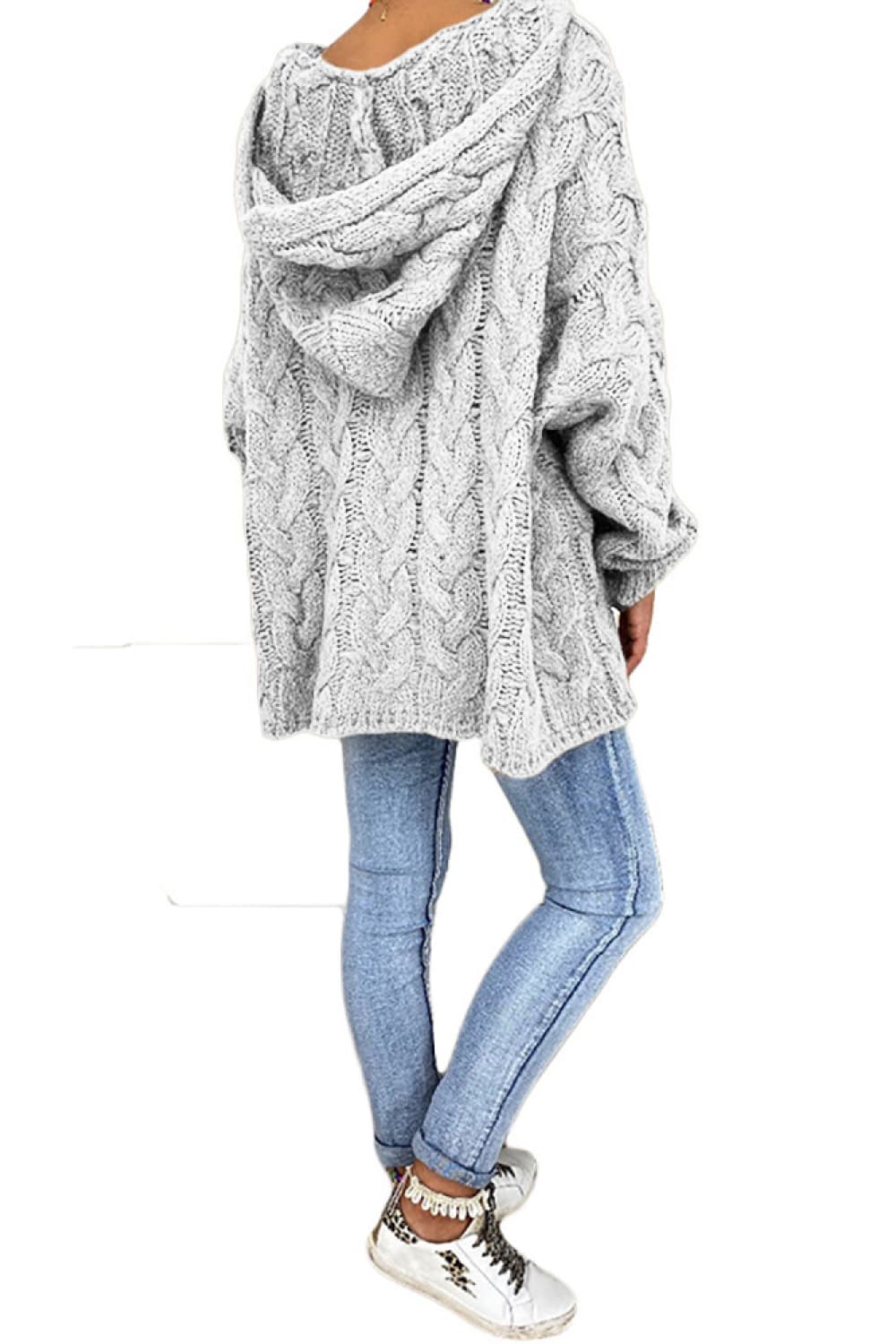 Cable-Knit Hooded Sweater - Fashorio