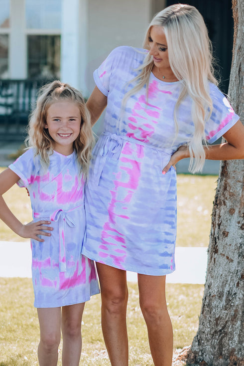 Women Tie-Dye Belted T-Shirt Dress - Fashorio