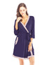 Tie Waist Surplice Neck Robe with Pockets - Fashorio