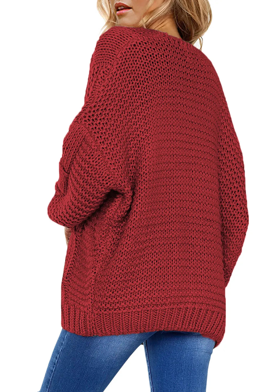 Cable-Knit Open Front Cardigan - Fashorio