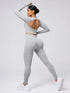 Back Crisscross Round Neck Long Sleeve Top and Leggings Active Set - Fashorio