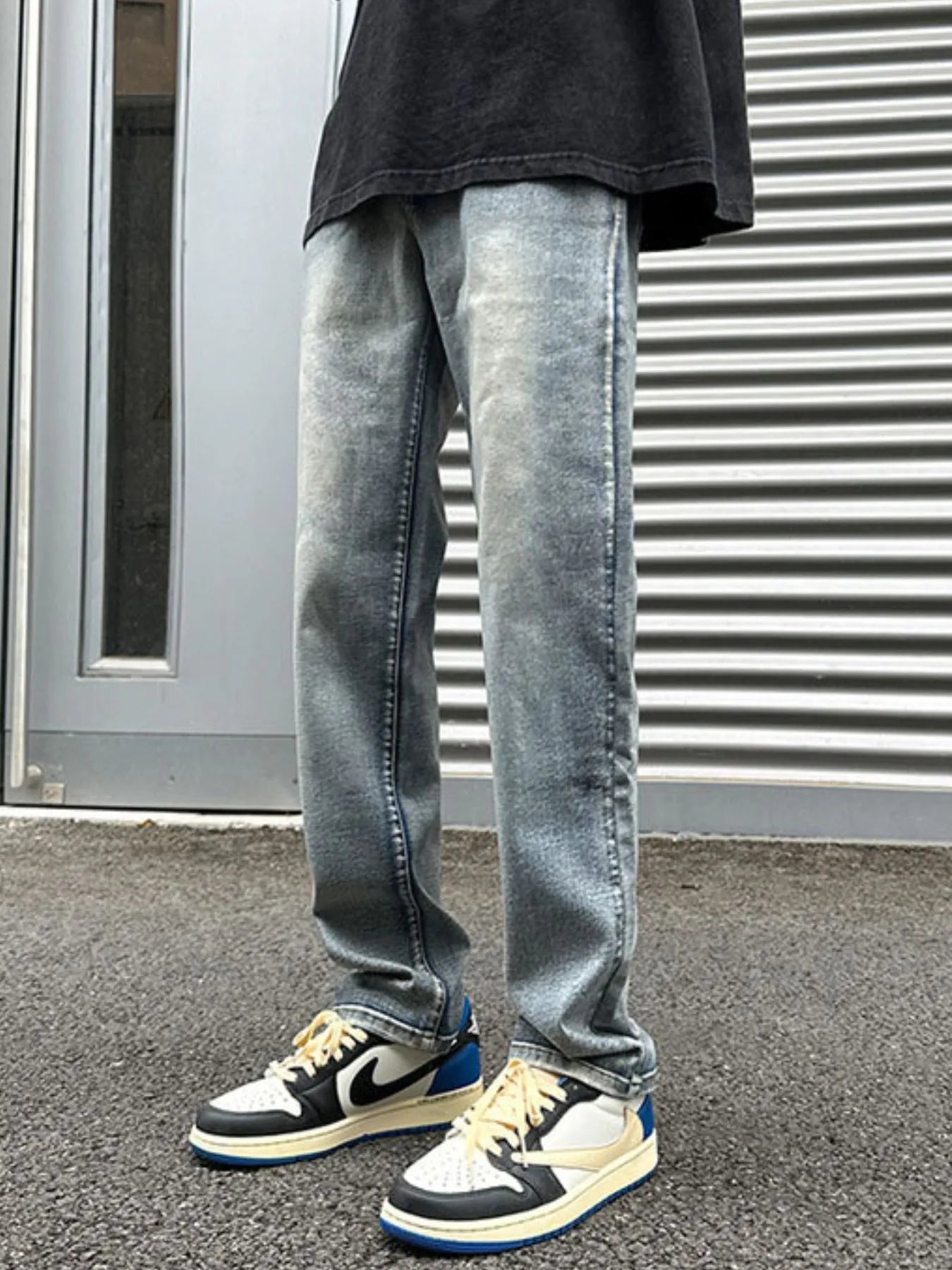 Men's Full Size Vintage Washed Straight Leg Relaxed Fit Jeans Plus Size - Fashorio