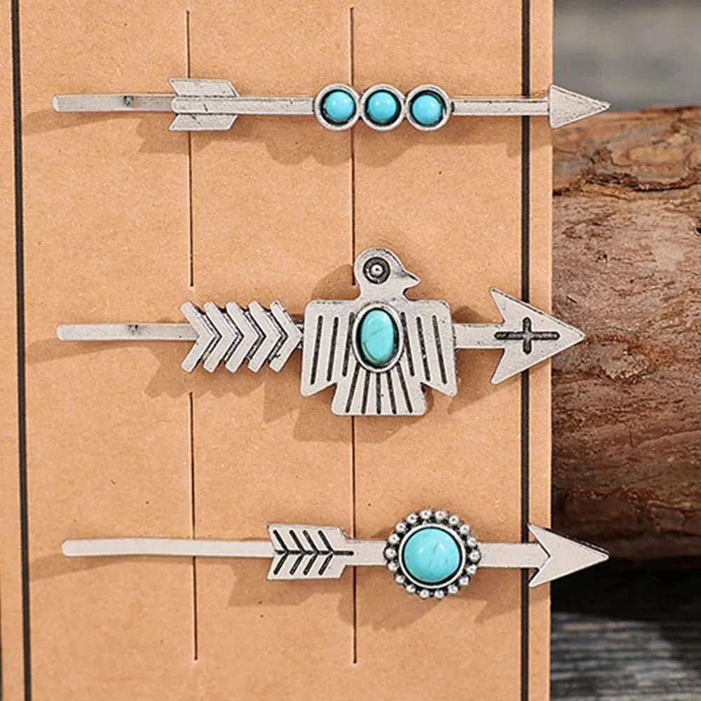 3 PCS/Set Artificial Turquoise Hair Pins - Fashorio