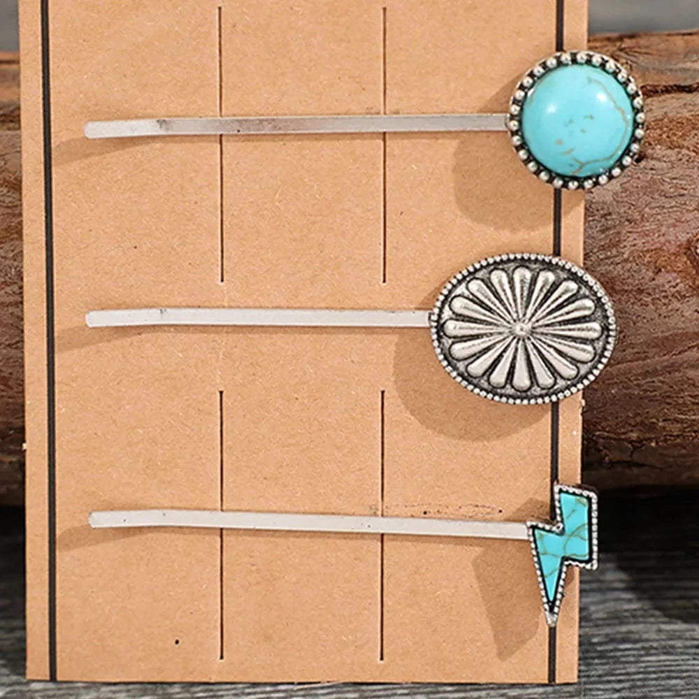 3 PCS/Set Artificial Turquoise Hair Pins - Fashorio