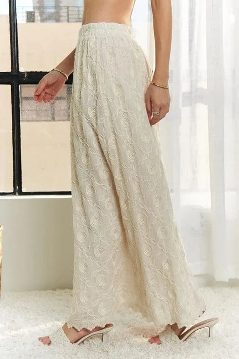 ADORA Elastic Waist Applique Maxi Skirt - Fashorio