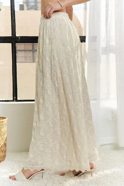 ADORA Elastic Waist Applique Maxi Skirt - Fashorio