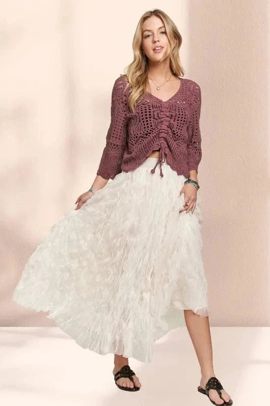 ADORA Elastic Waist Cloud Fluffy Maxi Skirt - Fashorio