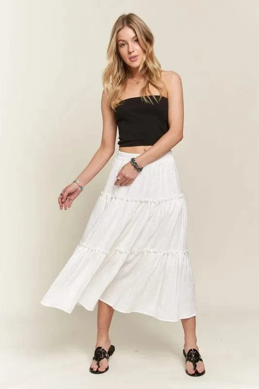 ADORA Rhinestone Accent Tiered Skirt - Fashorio