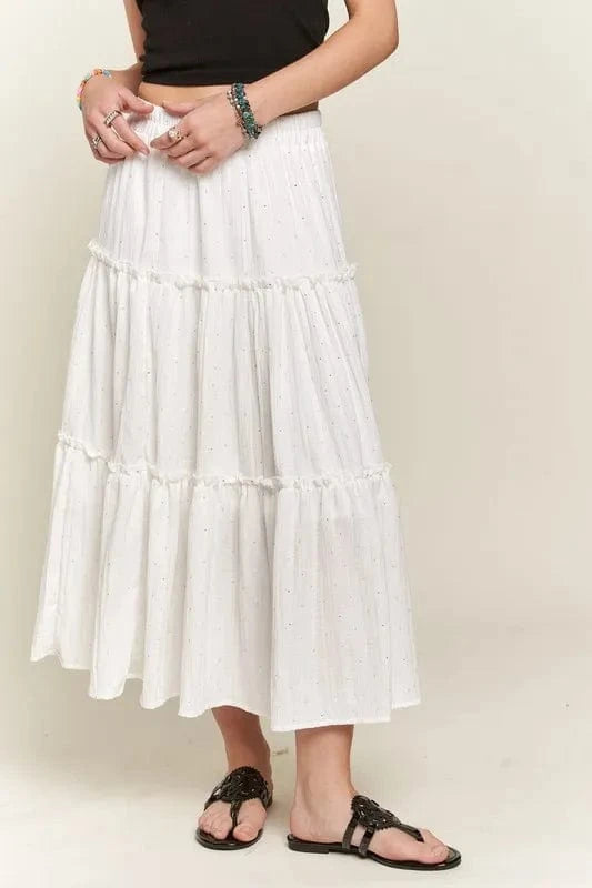 ADORA Rhinestone Accent Tiered Skirt - Fashorio