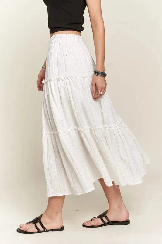 ADORA Rhinestone Accent Tiered Skirt - Fashorio