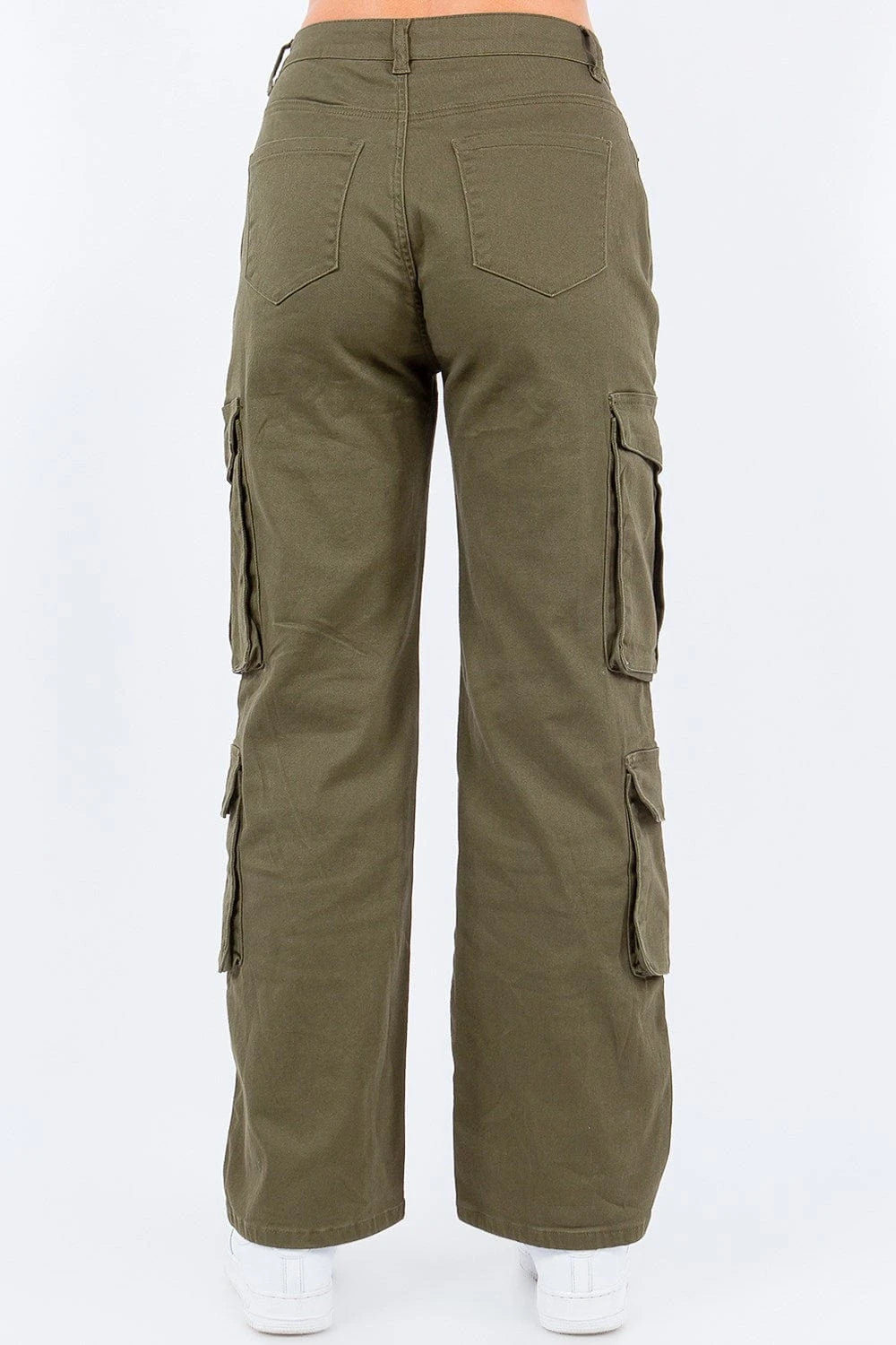 American Bazi Full Size Button Waist High Rise Cargo Pants Plus Size - Fashorio