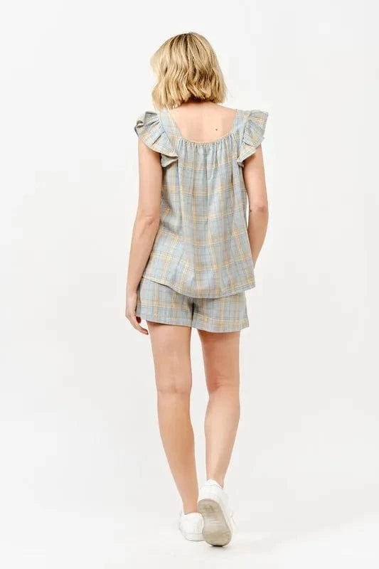 And The Why Plaid Print Smocked Detail Casual Shorts - Fashorio