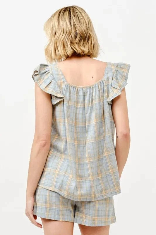 And The Why Plaid Print Smocked Detail Casual Shorts - Fashorio