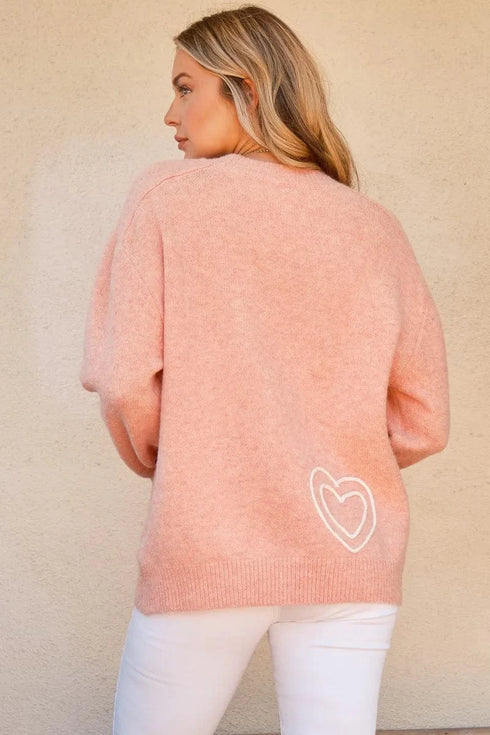 And The Why WIFEY & Heart Round Neck Sweater - Fashorio