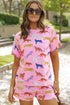 Fashorio Animal Round Neck Top and Shorts Lounge Set
