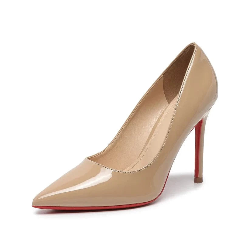 Point Toe Stiletto Pumps Apricot - Fashorio