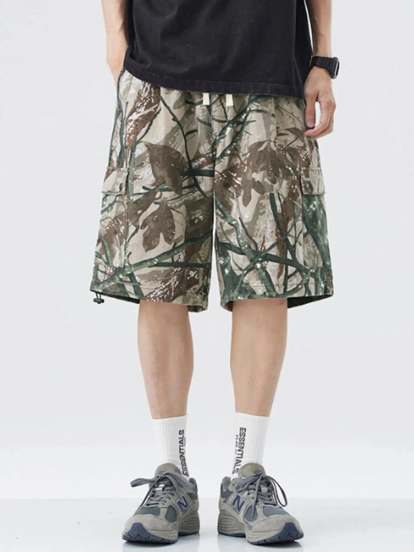 Men's Plus Size Camouflage Cargo Shorts Apricot - Fashorio