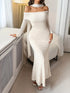 Fashorio Apricot / S Off-Shoulder Scarf Bodycon Maxi Dress