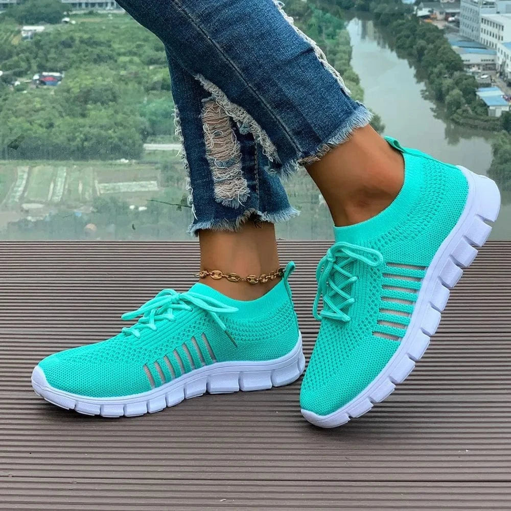 Breathable Mesh Round Toe Athletic Aqua - Fashorio