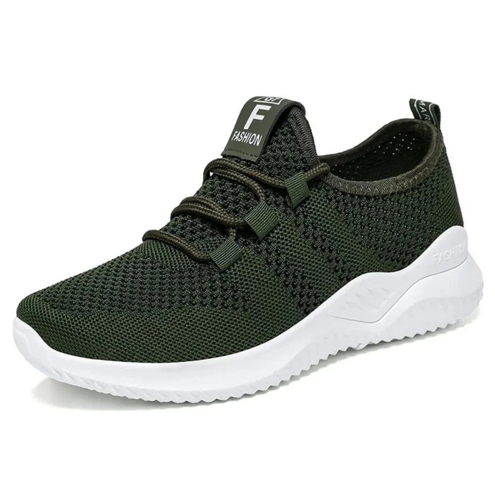 Breathable Mesh Lace Up Athletic Army Green - Fashorio