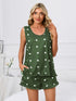 Fashorio Army Green / S Heart Scoop Neck Tank and Shorts Lounge Set