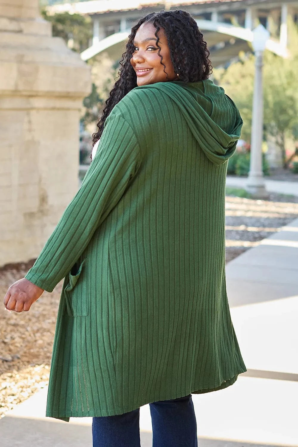 Basic Bae Full Size Hooded Sweater Cardigan - Fashorio
