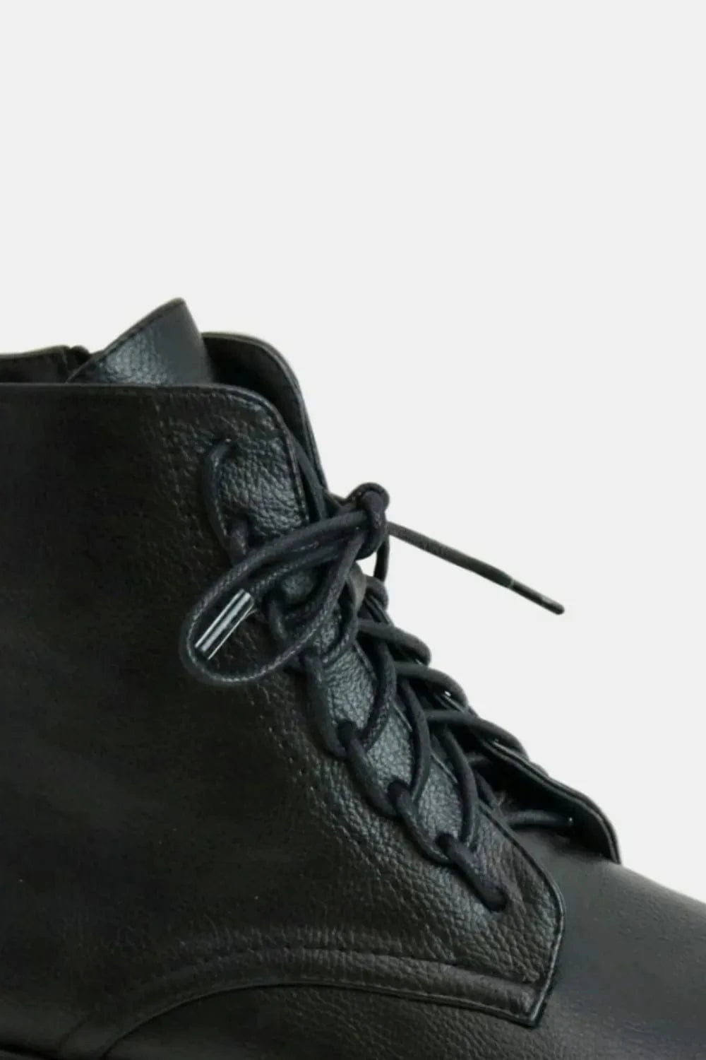 Beast Fashion Faux Leather Lace-Up Boots with Side Zipper - Fashorio