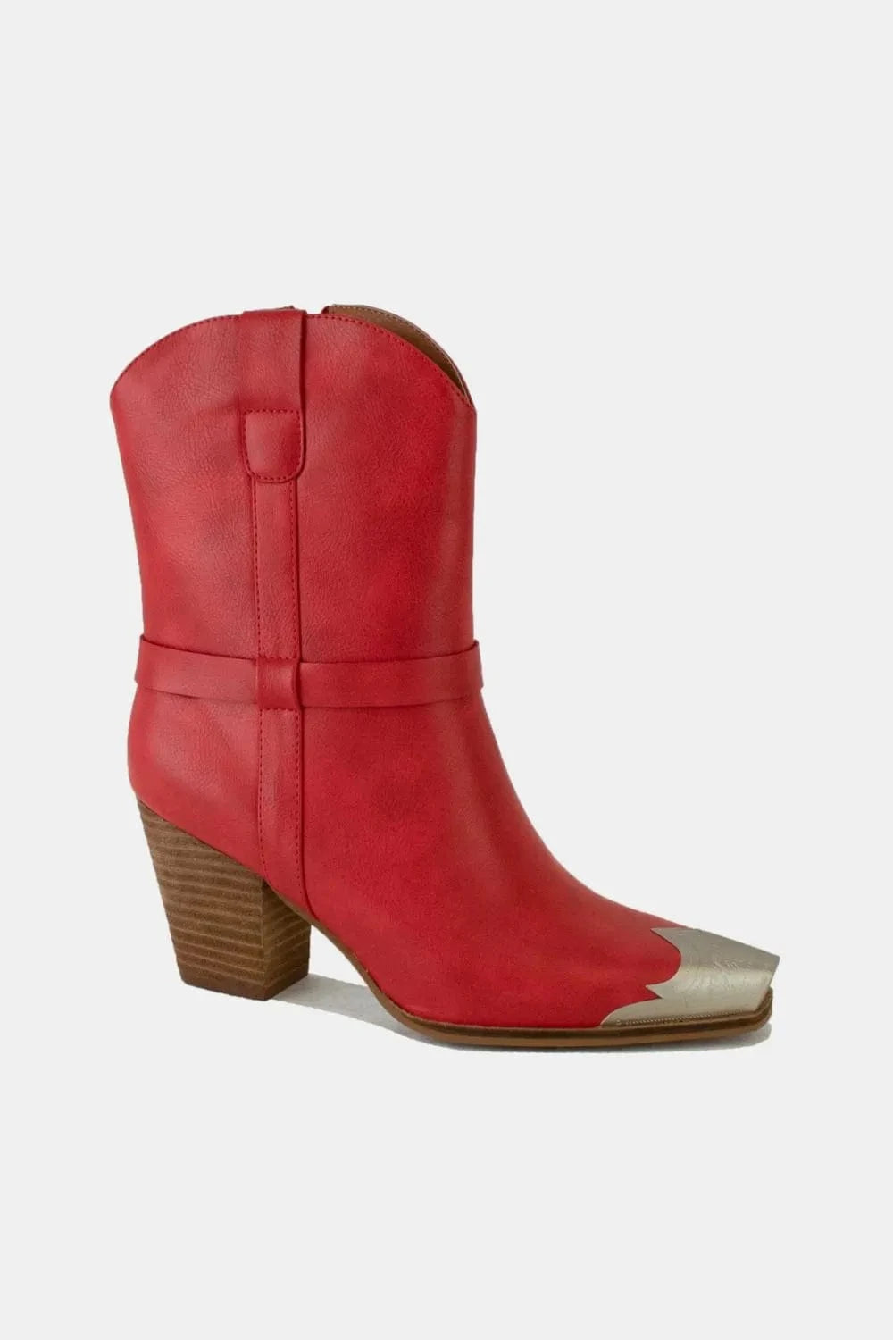 Beast Fashion Faux Leather Metal Toe Ankle Boots - Fashorio