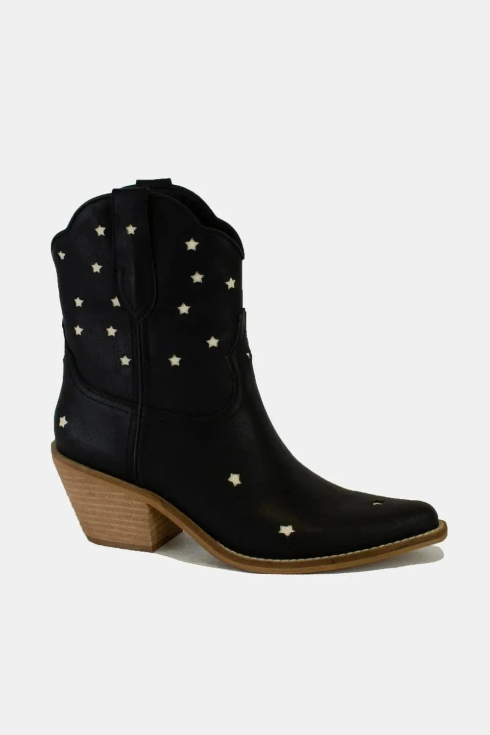 Beast Fashion Faux Leather Star-Shaped Cutouts Point Toe Boots - Fashorio