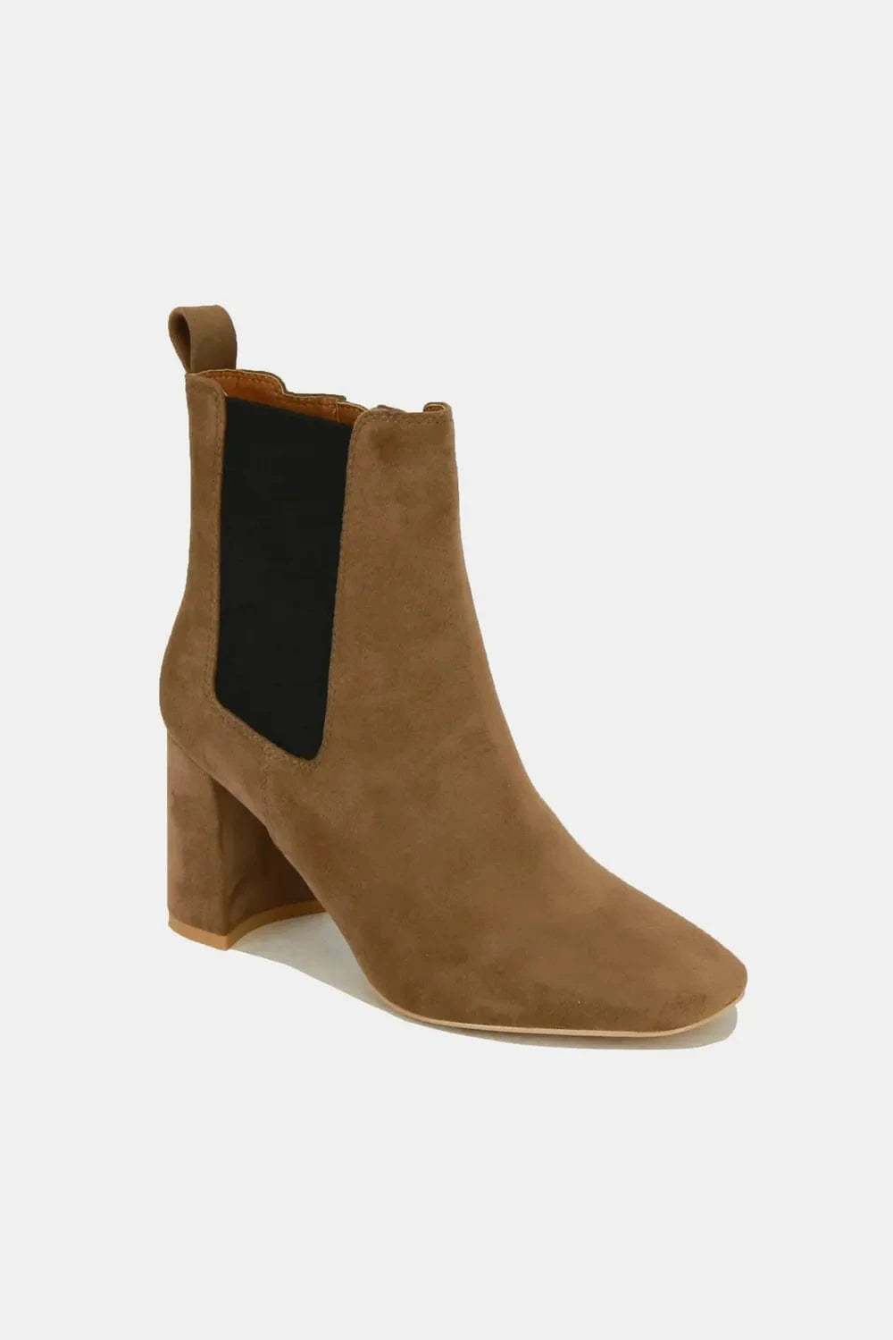 Beast Fashion Faux Suede Block Heel Chelsea Boots with Elastic Side Panel - Fashorio