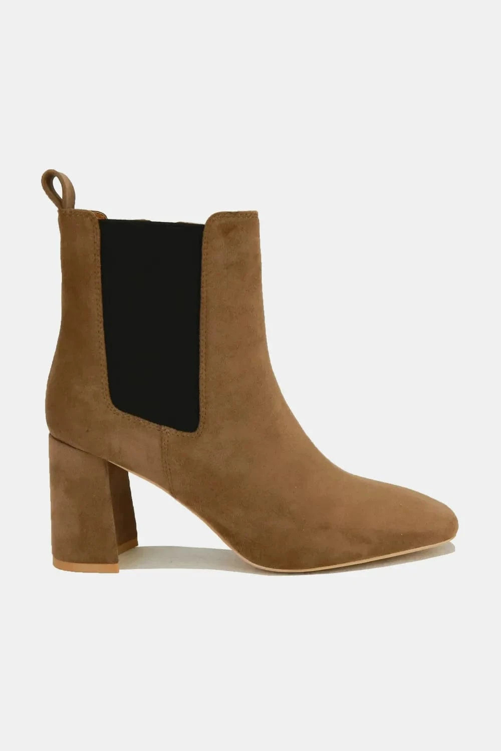 Beast Fashion Faux Suede Block Heel Chelsea Boots with Elastic Side Panel - Fashorio
