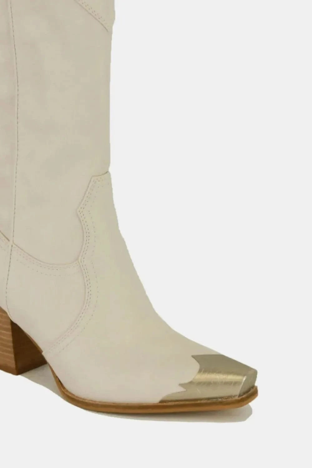 Beast Fashion Metal-Toe Block Heel Ankle Boots - Fashorio