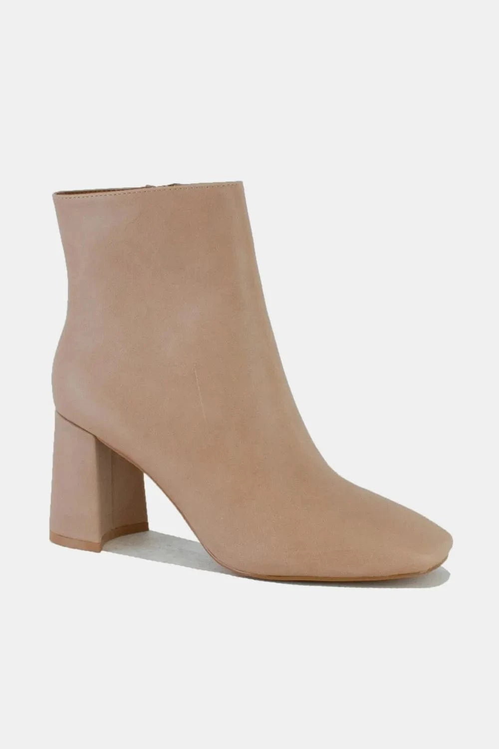 Beast Fashion PU Leather Block Heel Boots with Side Zippers - Fashorio